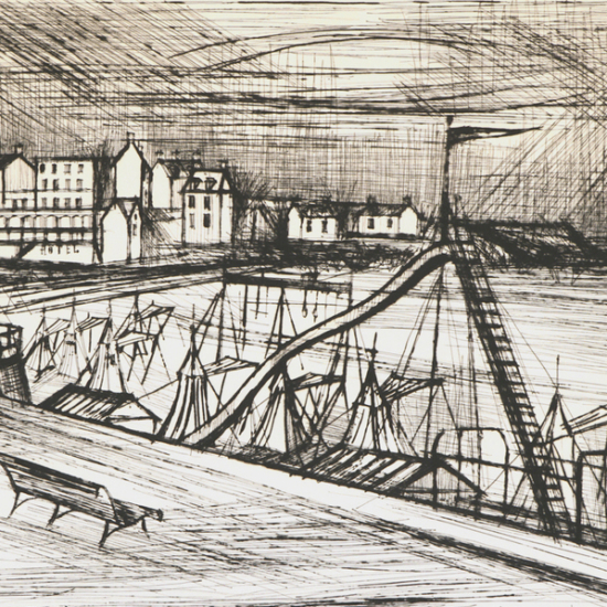 ベルナール・ビュッフェの絵画作品　タイトルは、サン・カストのビーチ No.26